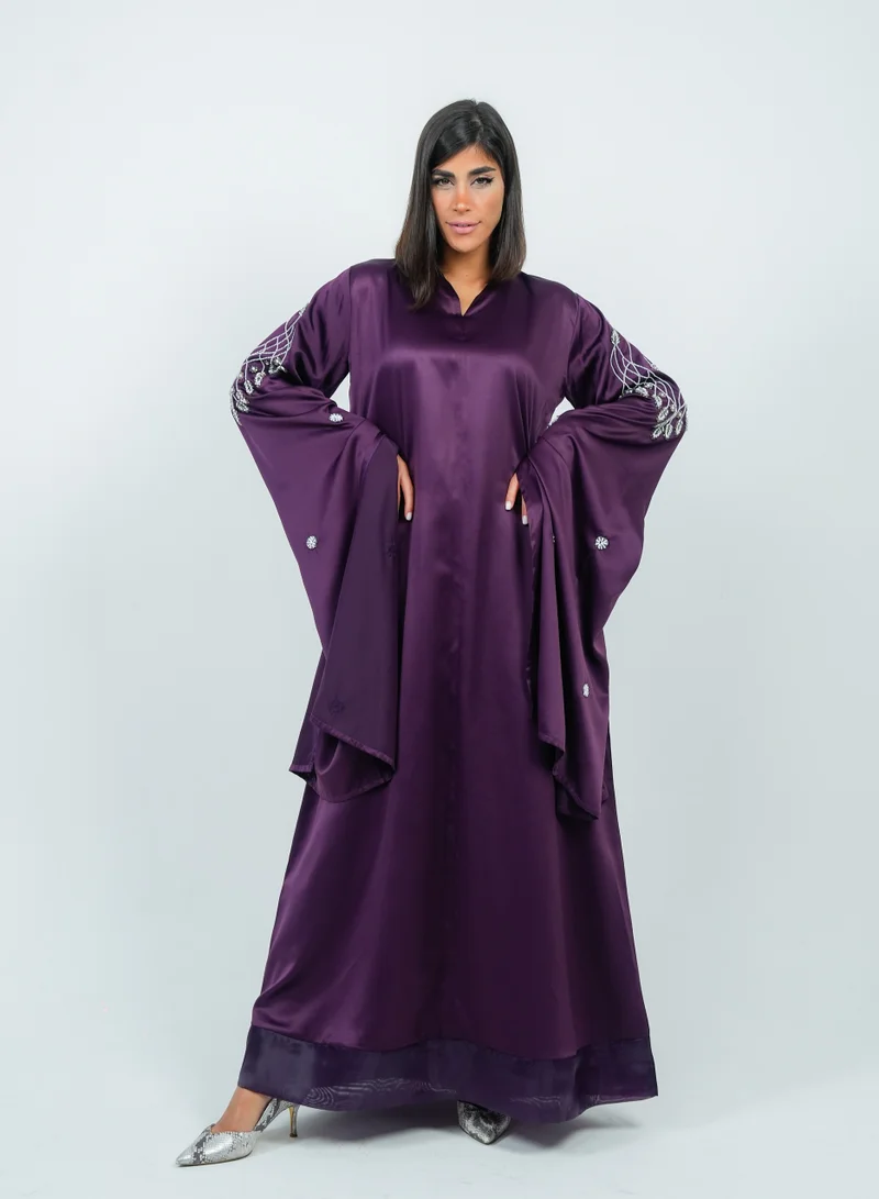Purple Dress With Long  Embroidery Sleeves design